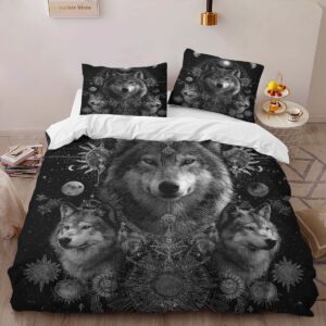 Alternative view of Housse de Couette Loups Noir et Blanc