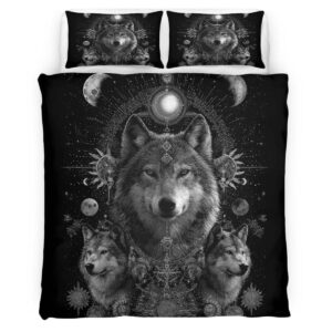 Housse de Couette Loups Noir et Blanc