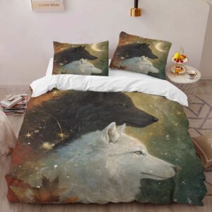 Alternative view of Housse de Couette Duo de Loups Romantique Noir et Blanc