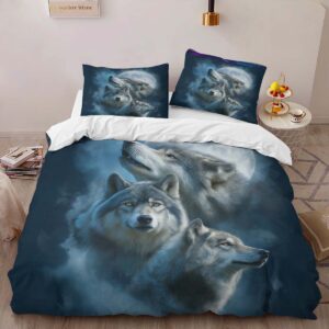Alternative view of Housse de Couette Loups sous la Pleine Lune Lumineuse