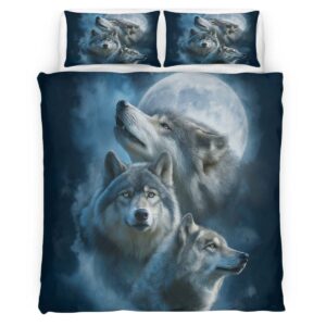 Housse de Couette Loups sous la Pleine Lune Lumineuse