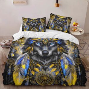 Alternative view of Housse de Couette Loup Coiffe Amérindienne et Attrape-Rêves